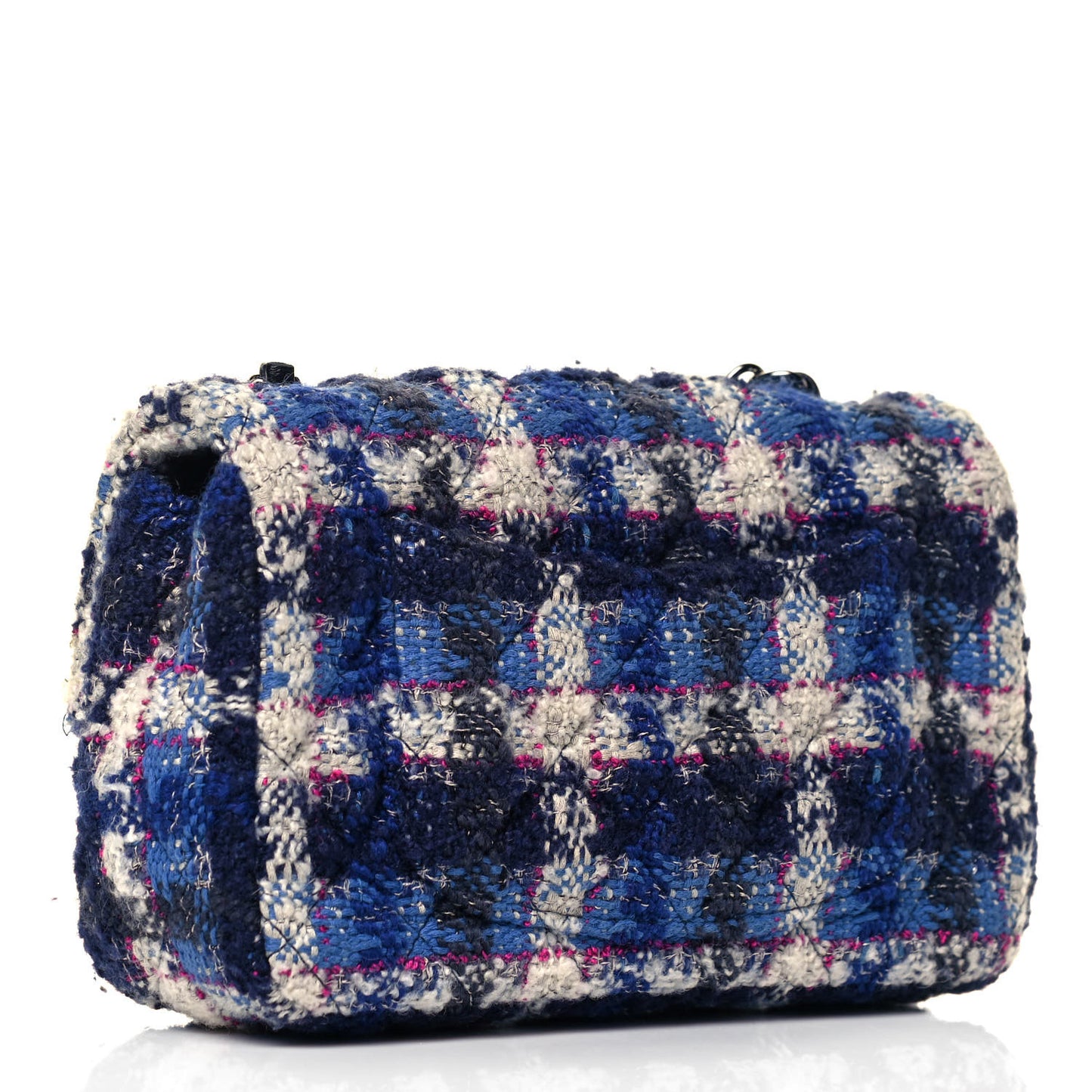 Tweed Quilted Mini Rectangular Flap Blue Multicolor