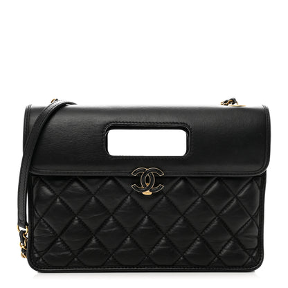 Chanel Aged Calfskin Quilted Graphic Catch Flap Black 1 of 12