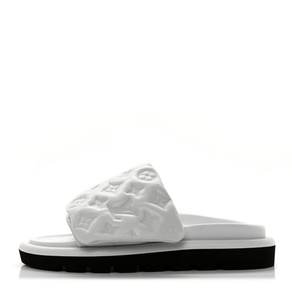 Louis Vuitton Lambskin Embossed Monogram Pool Pillow Flat Comfort Mule 37 White 1 of 9
