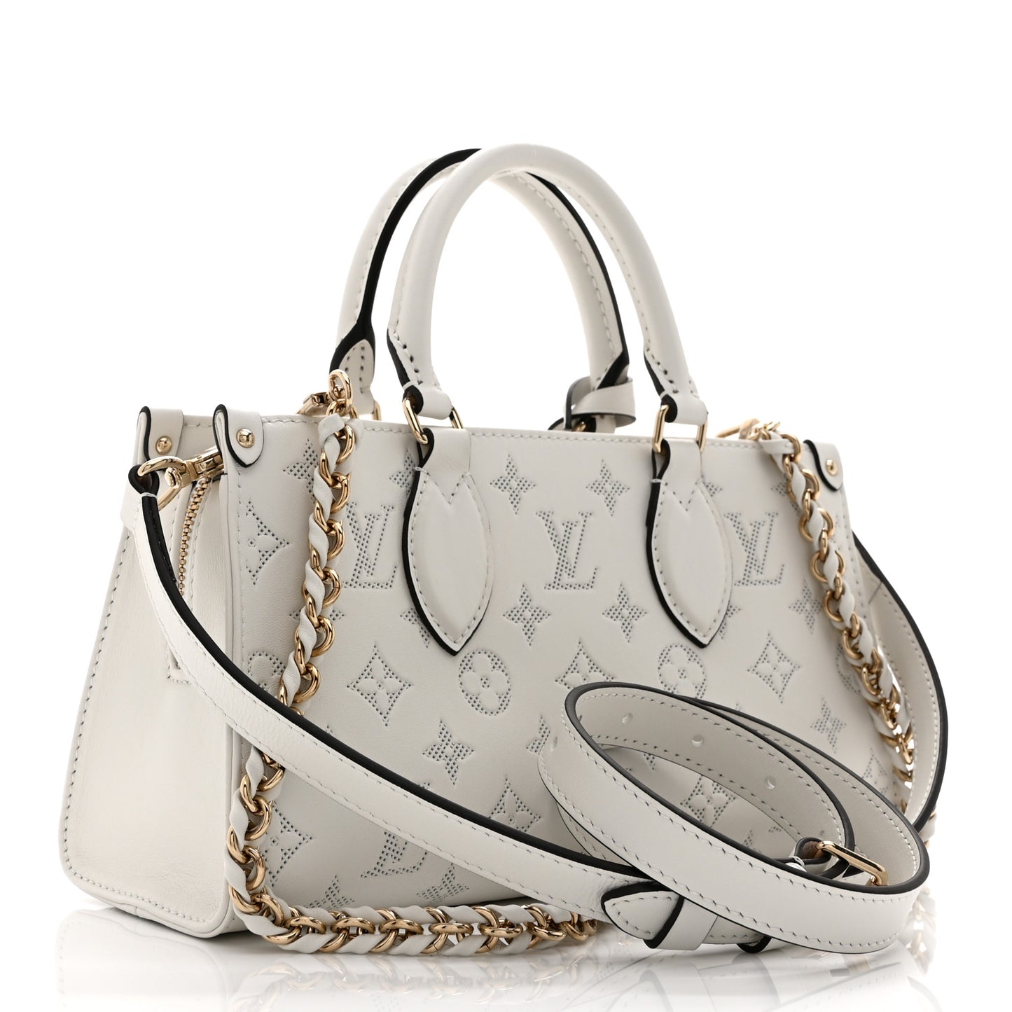 Calfskin Embossed Monogram OnTheGo East West White