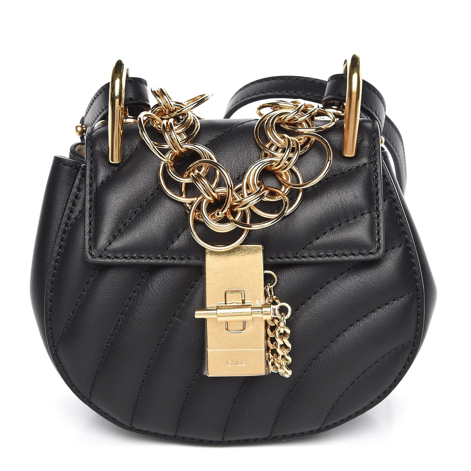 Chloe Calfskin Quilted Nano Drew Bijou Shoulder Bag Black 2 of 13
