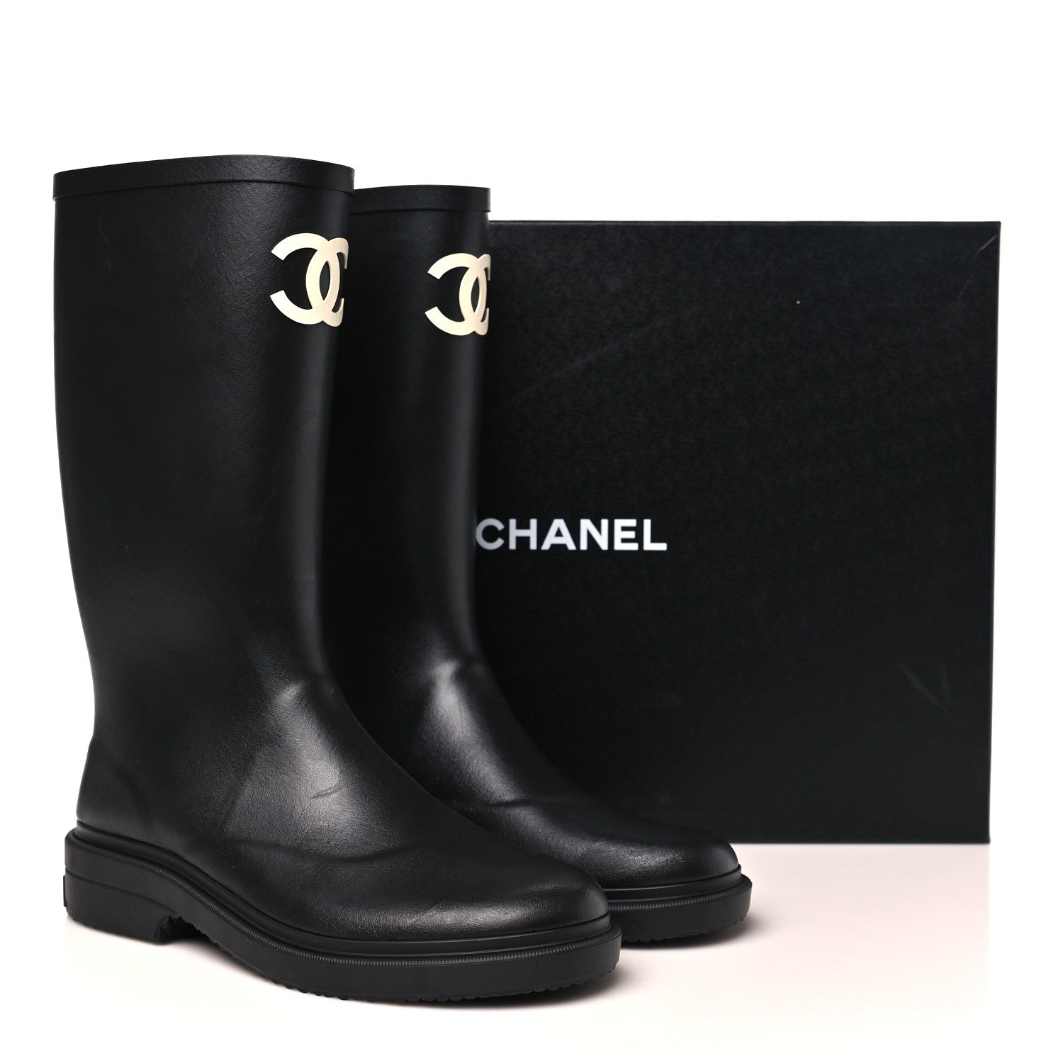 Chanel Caoutchouk CC High Boots 40 Black 9 of 9