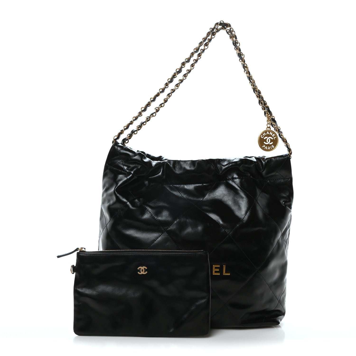 Chanel Shiny Calfskin Quilted Small Chanel 22 Black 3 of 11