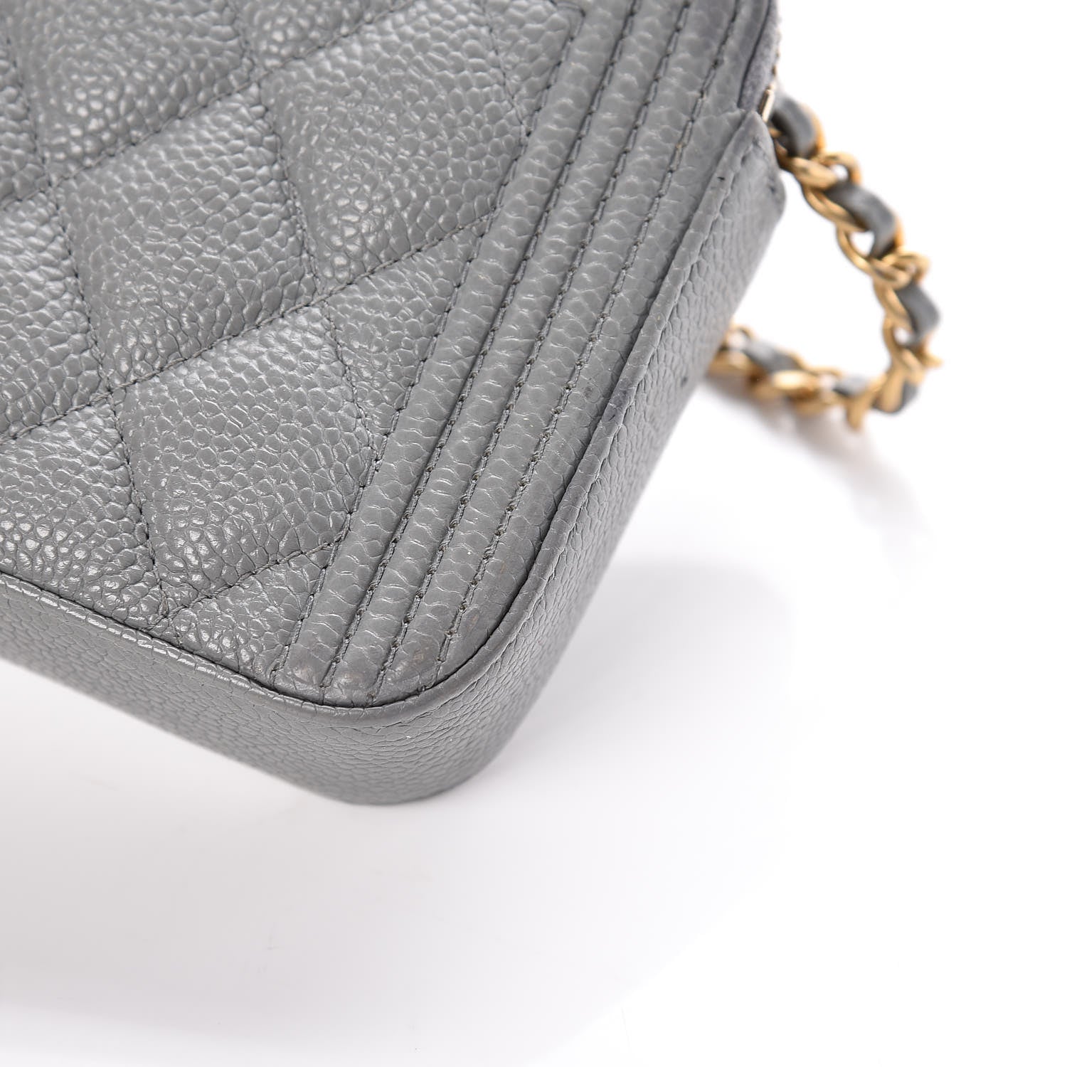 Chanel Caviar Quilted Small Boy Clutch With Chain Grey 12 of 15