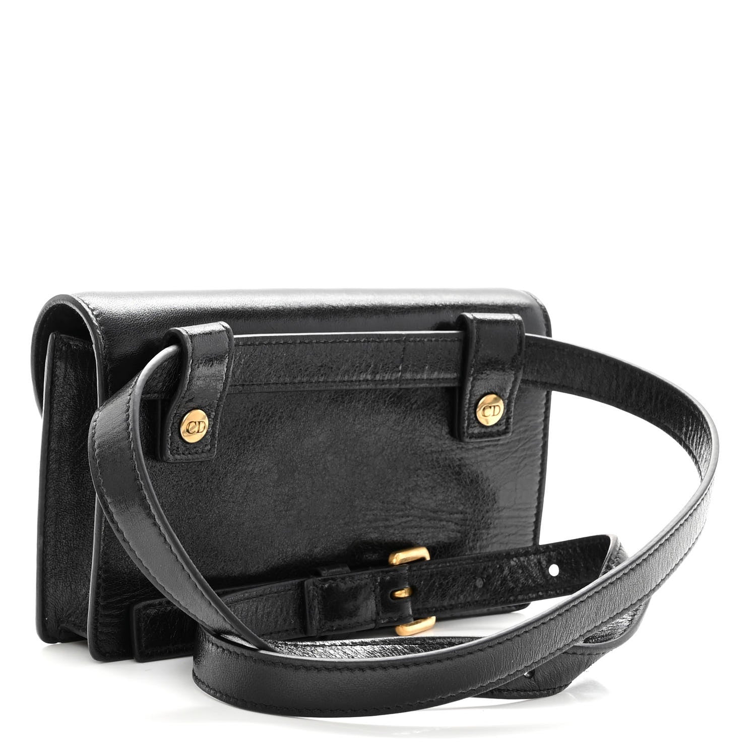 Christian Dior Crinkled Lambskin Saddle Belt Black 3 of 10