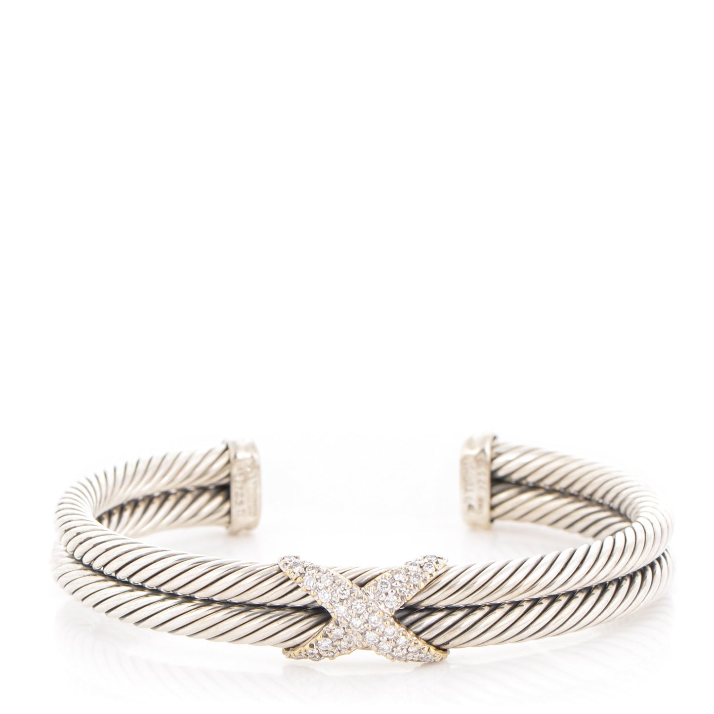 Sterling Silver Diamond 10mm Crossover X Cuff
