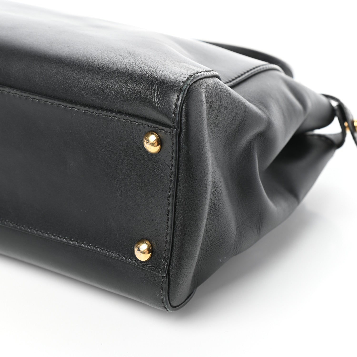 Fendi Vitello Morgan Shiny Nappa Medium Peekaboo Iconic Satchel Black 10 of 10