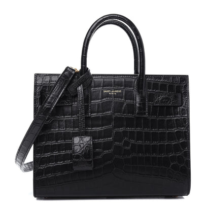 Saint Laurent Calfskin Crocodile Embossed Nano Sac De Jour Black 1 of 10