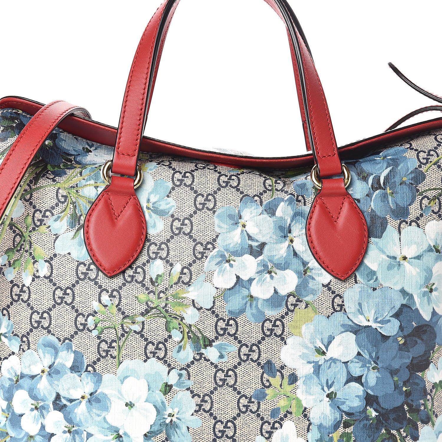 Gucci GG Supreme Monogram Blooms Linea A Foldover Tote Blue 7 of 9
