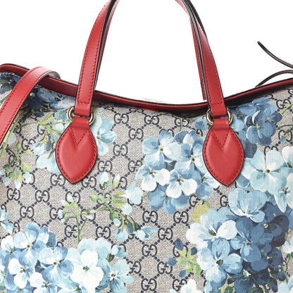 Gucci GG Supreme Monogram Blooms Linea A Foldover Tote Blue 7 of 9