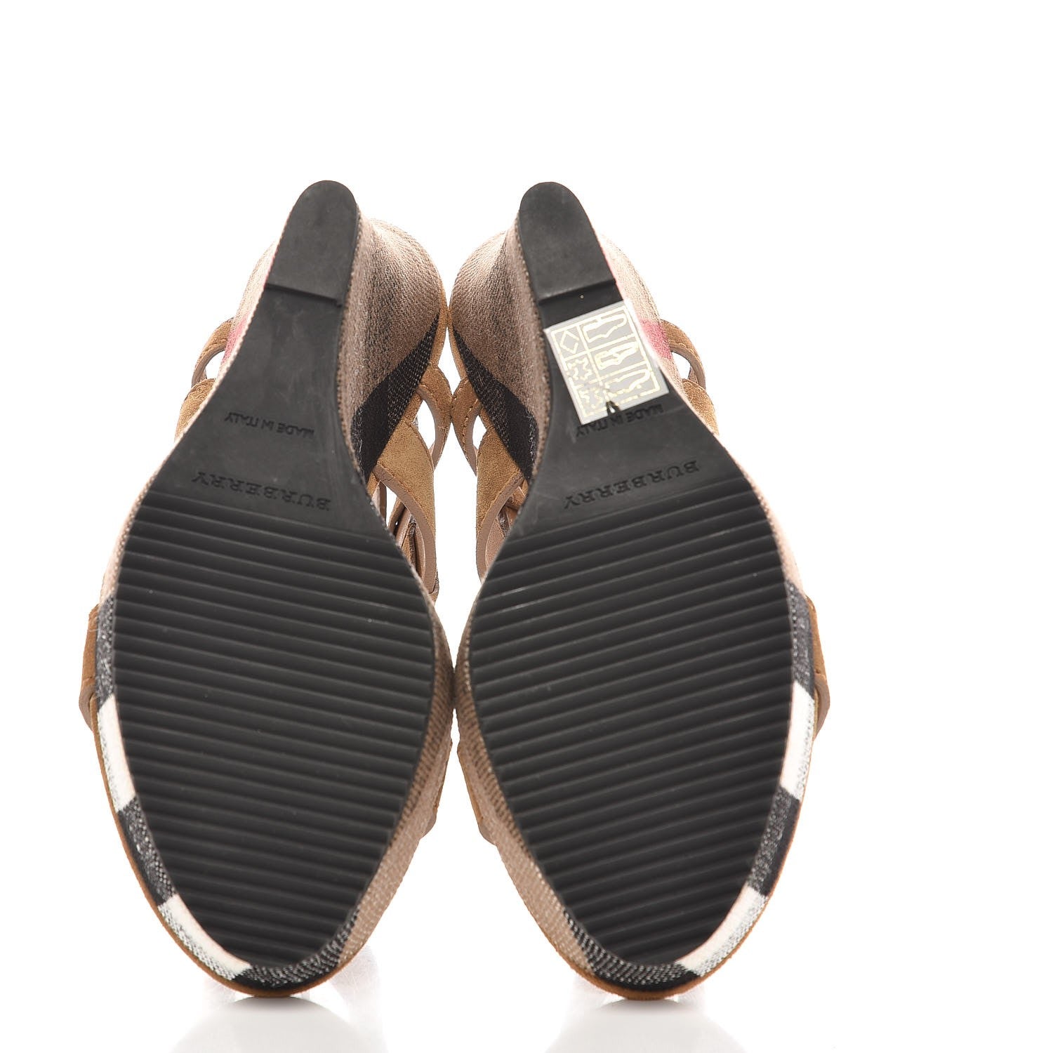Burberry Suede Check Goldfinch Wedge 37.5 Sandstone 5 of 10