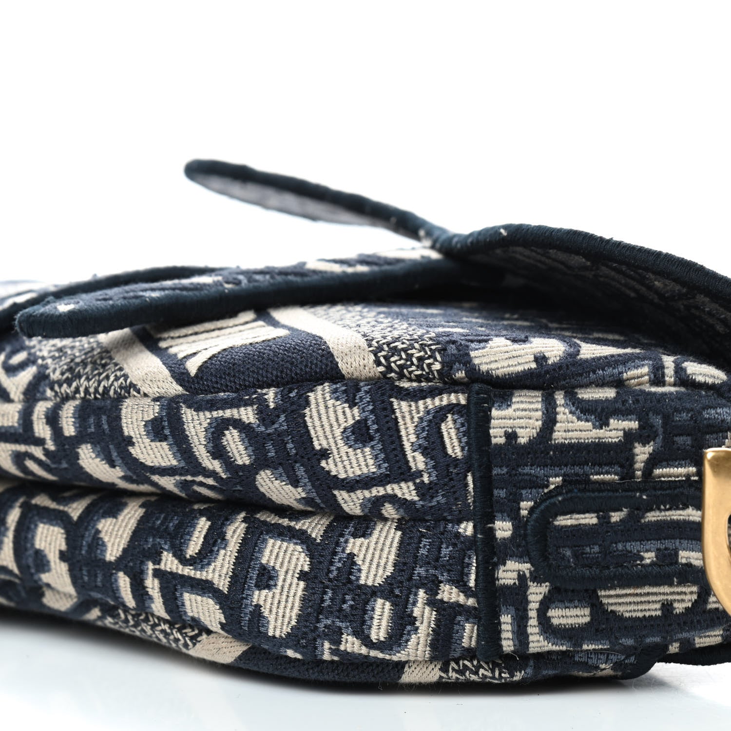 Christian Dior Oblique Embroidered Saddle Bag Blue 6 of 8
