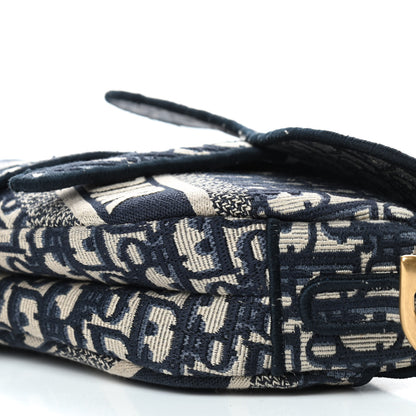 Christian Dior Oblique Embroidered Saddle Bag Blue 6 of 8