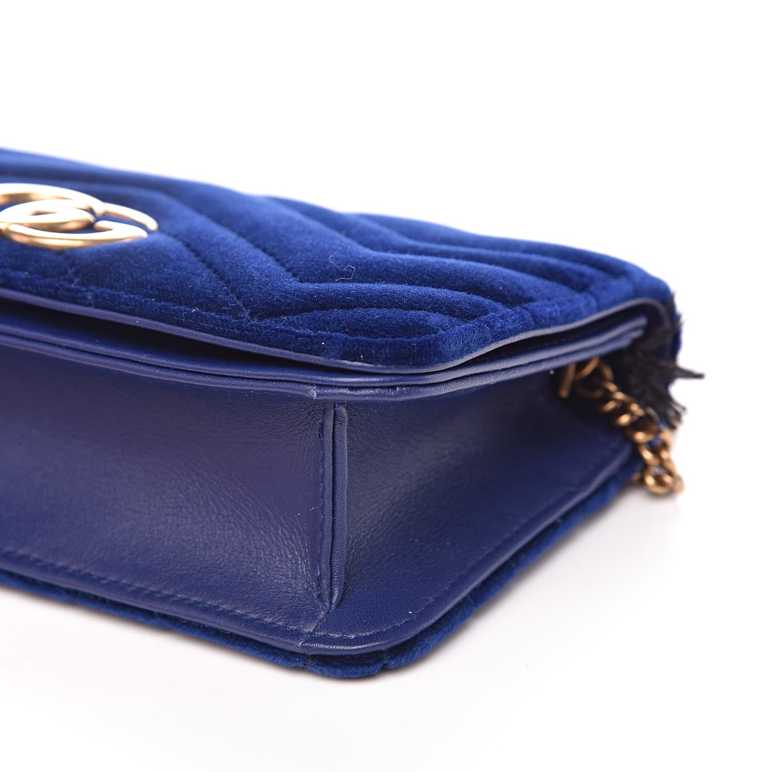 Gucci Velvet Matelasse GG Marmont Mini Bag Cobalt Blue 8 of 12