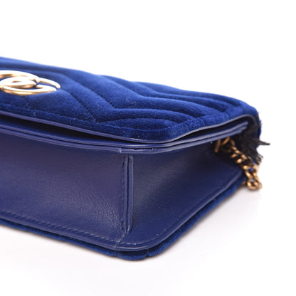 Gucci Velvet Matelasse GG Marmont Mini Bag Cobalt Blue 8 of 12