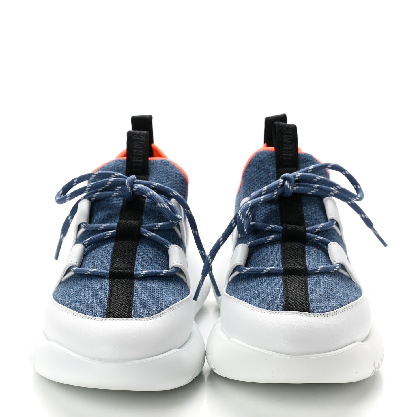 Technical Canvas Calfskin Womens Duel Sneakers 37 Blue Jean Multicolor