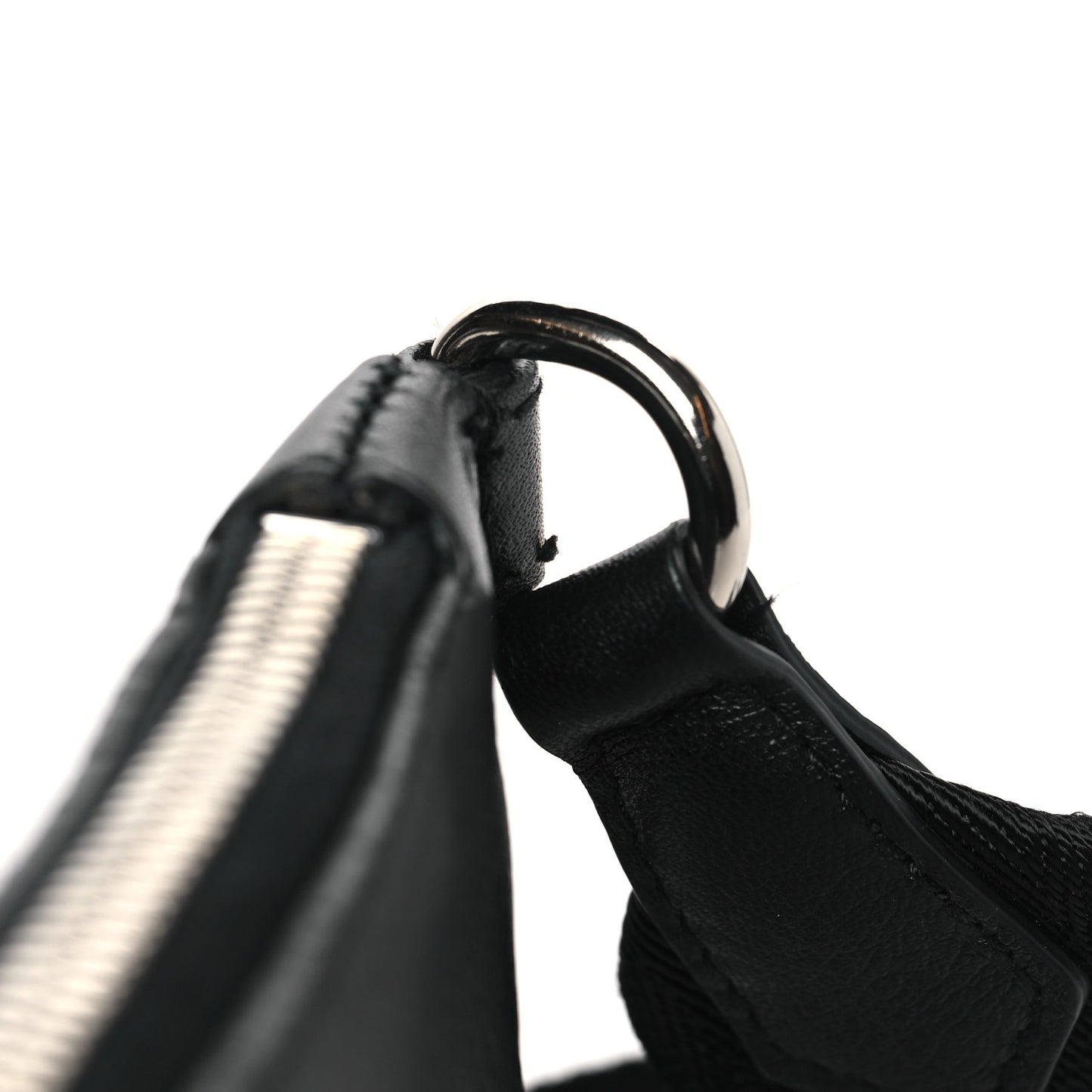 Calfskin Logo Embossed Half Moon Shoulder Bag Black