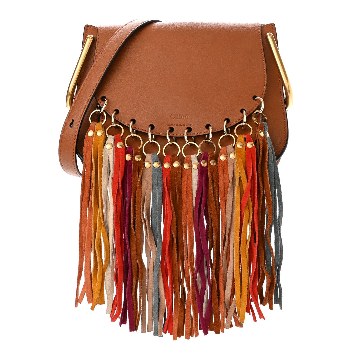 Chloe Calfskin Small Hudson Fringe Shoulder Bag Caramel 1 of 10