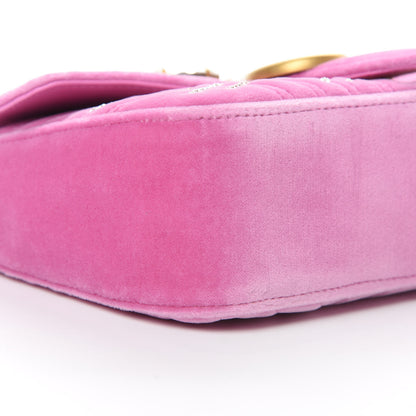 Gucci Velvet Matelasse Marquise Crystals Embroidered Small GG Marmont Shoulder Bag Malva 10 of 13