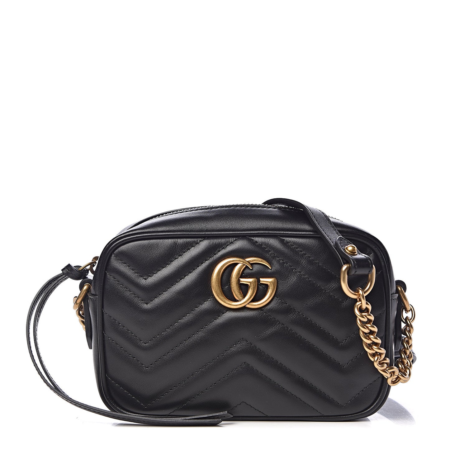 Calfskin Matelasse Mini GG Marmont Chain Shoulder Bag Black