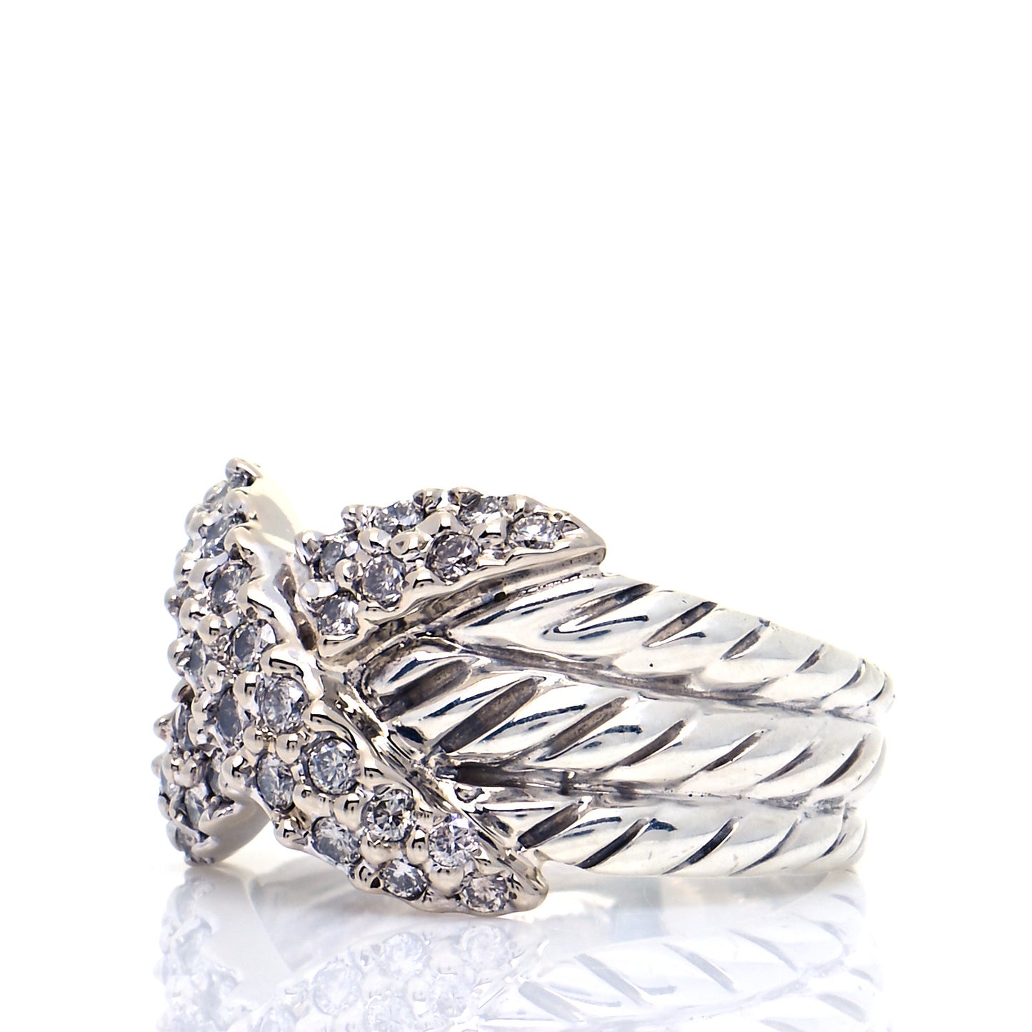 Sterling Silver Diamond 12mm X Crossover Ring 52 6
