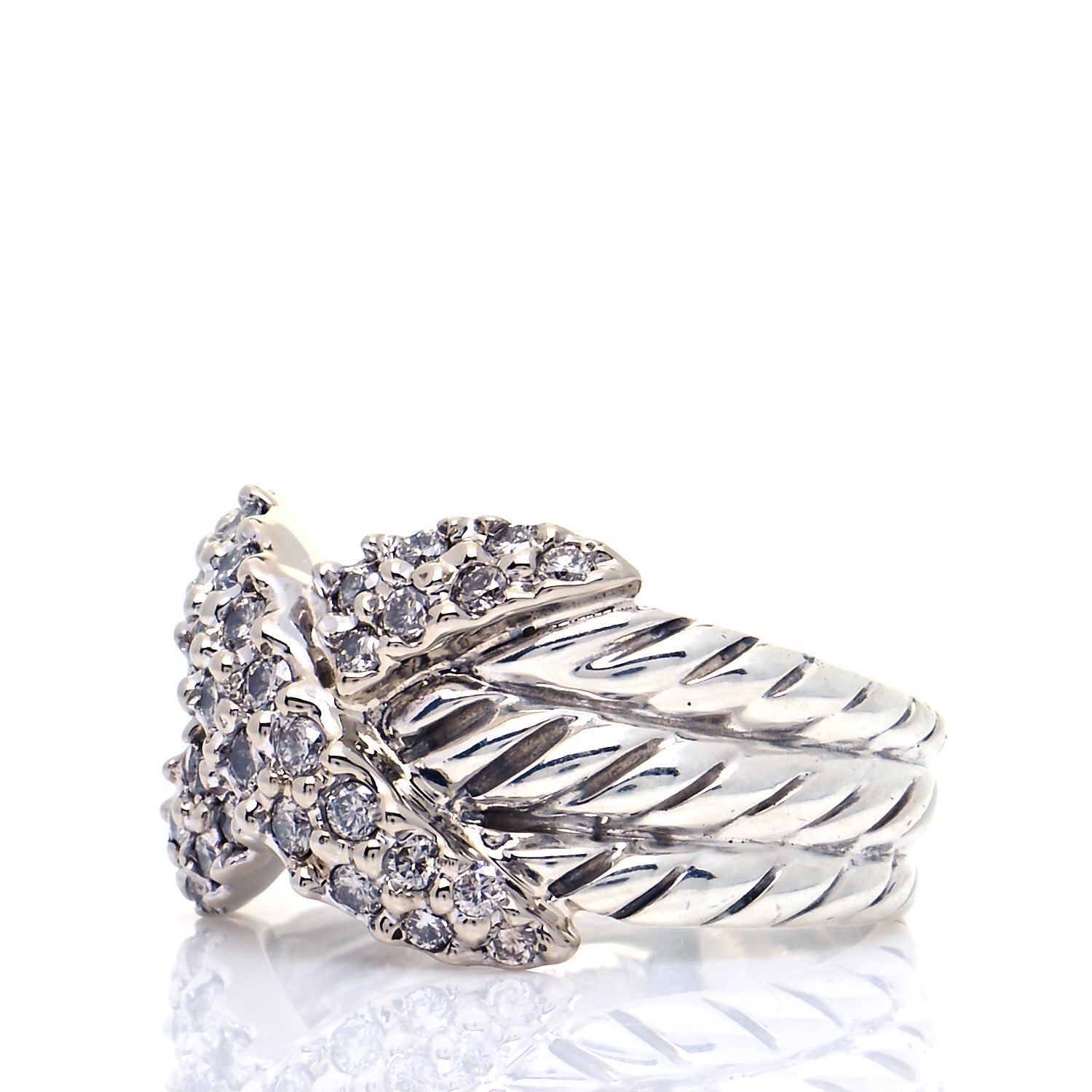 David Yurman Sterling Silver Diamond 12mm X Crossover Ring 52 6 4 of 7