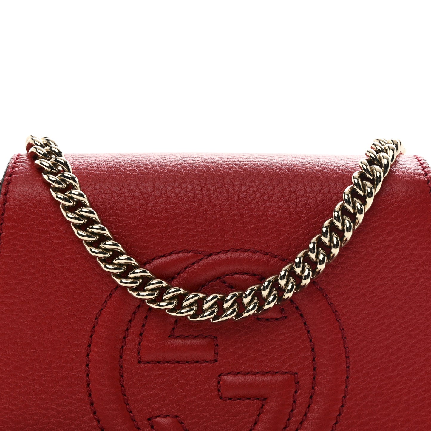 Pebbled Calfskin Small Soho Flap Crossbody Red