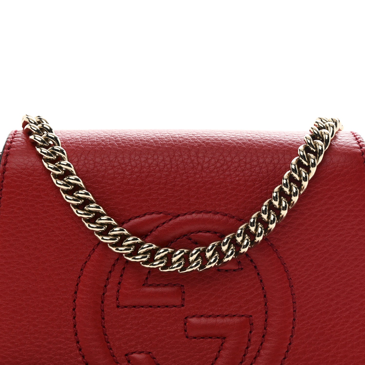 Gucci Pebbled Calfskin Small Soho Flap Crossbody Red 8 of 10