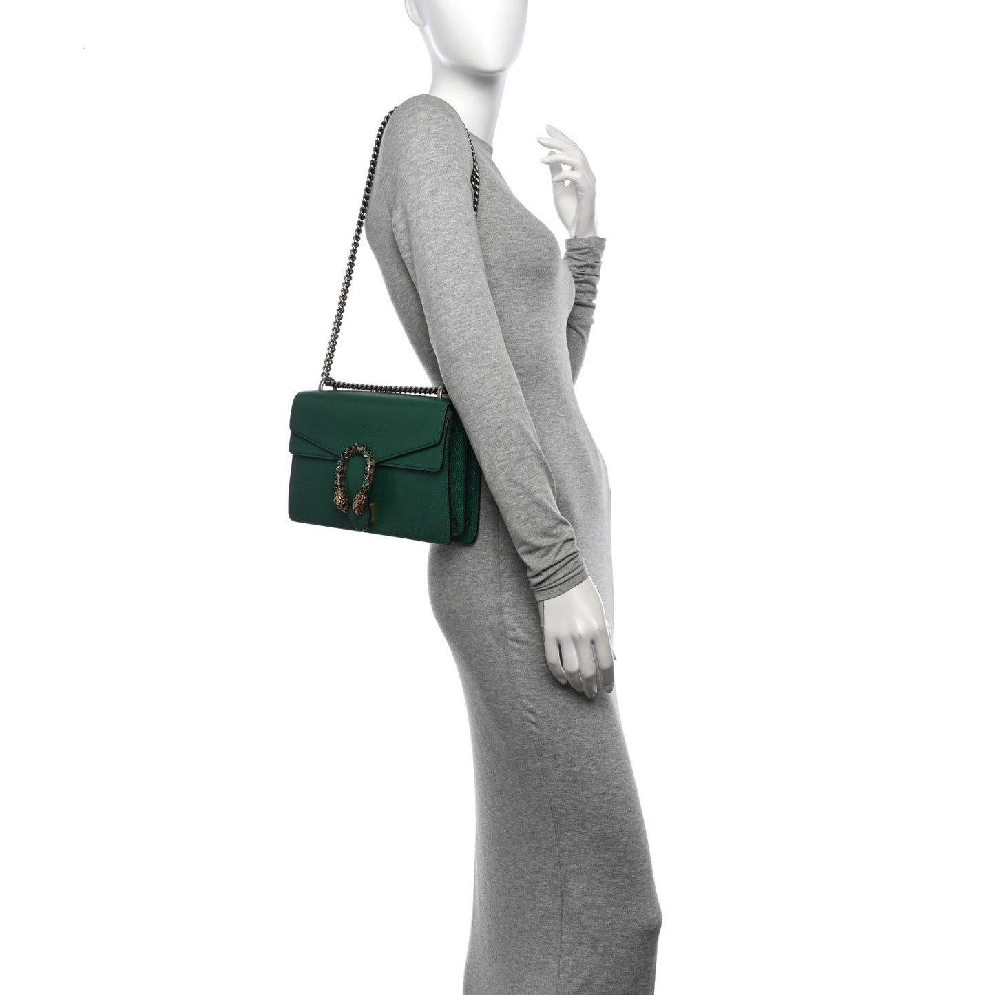 Pebbled Calfskin Small Dionysus Shoulder Bag Emerald