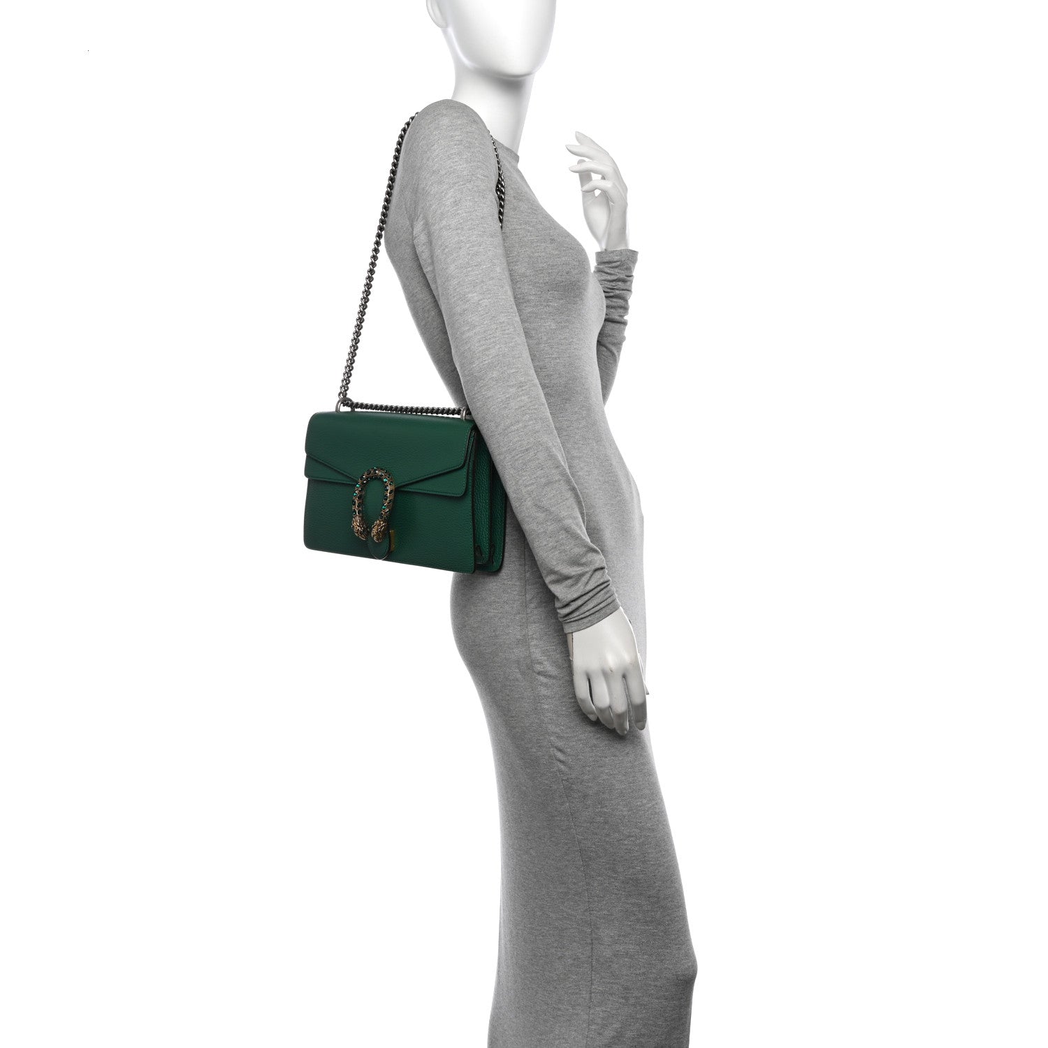 Gucci Pebbled Calfskin Small Dionysus Shoulder Bag Emerald 2 of 15