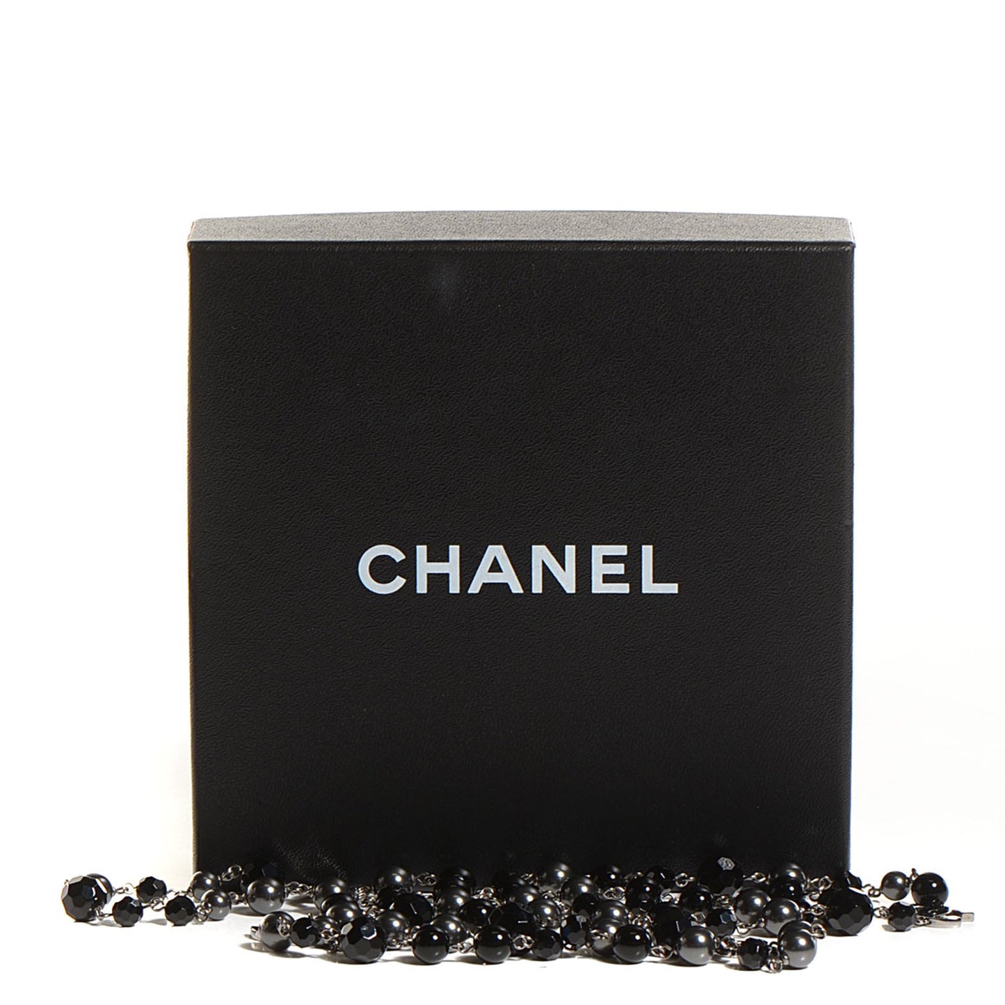Ruthenium Beaded CC Long Necklace Black