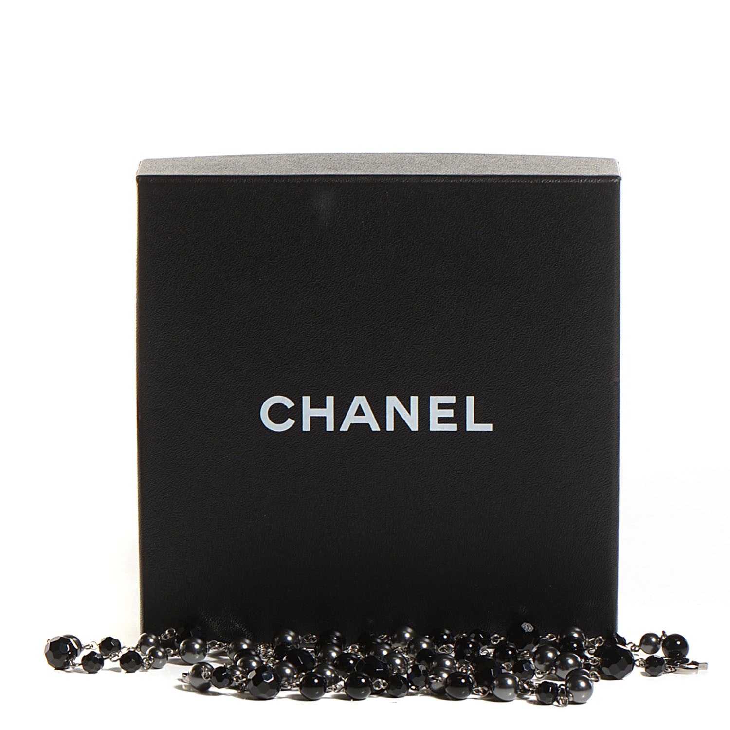 Chanel Ruthenium Beaded CC Long Necklace Black 5 of 5