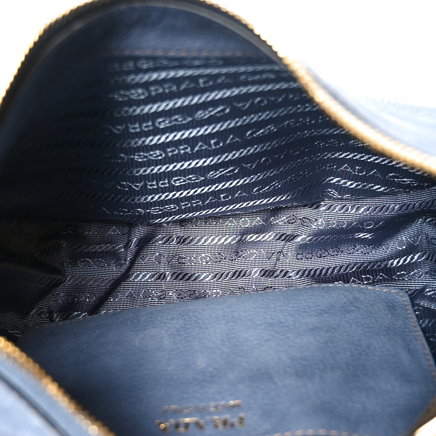 Prada Nubuck Small Arque Shoulder Bag Aviation Blue 5 of 9