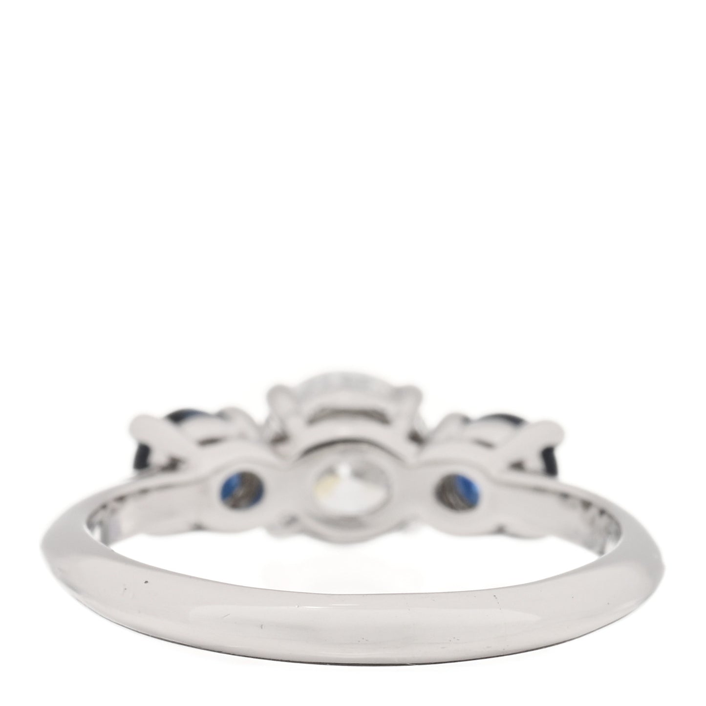Platinum Blue Sapphire Diamond .82ct Three Stone Ring 53 6.25