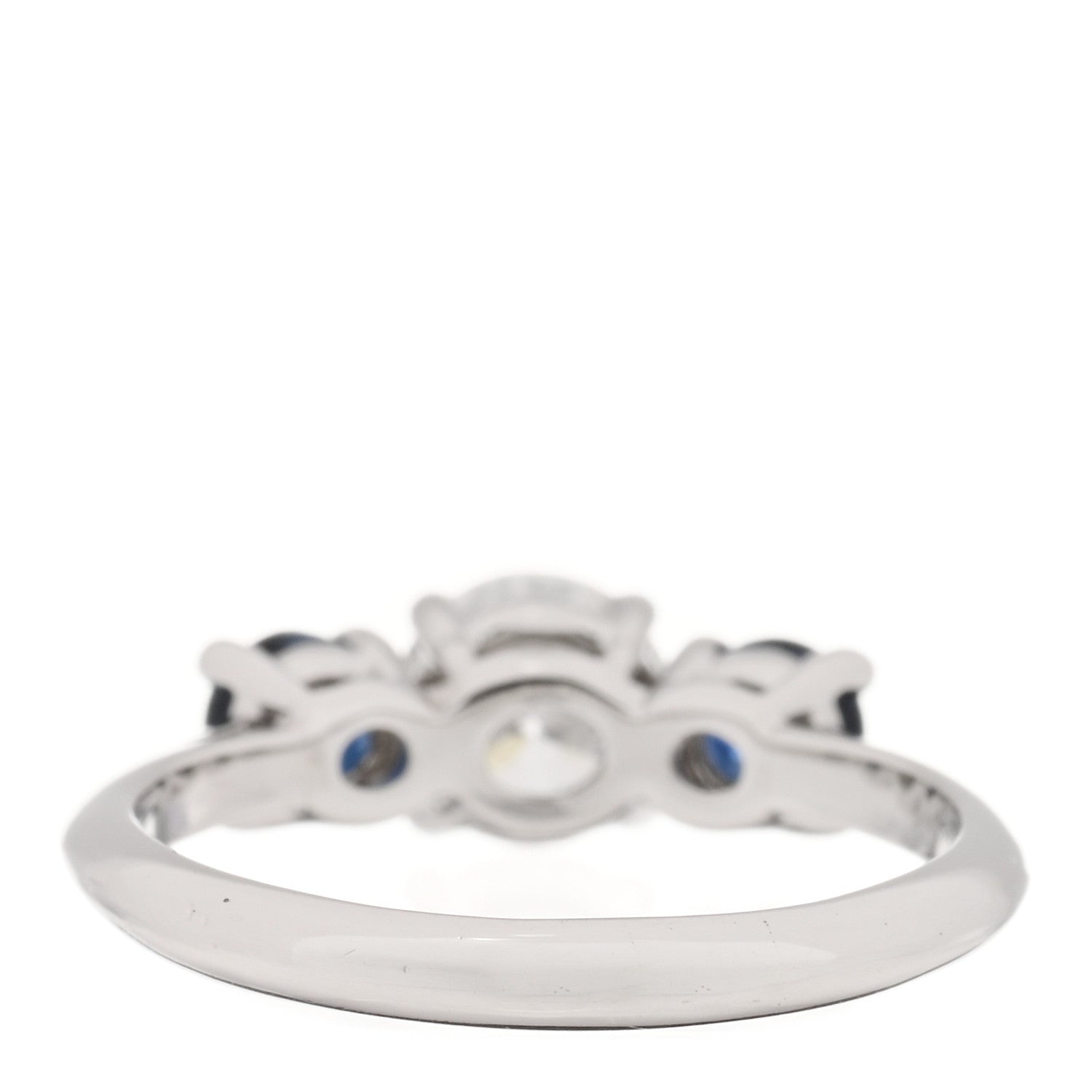 Tiffany Platinum Blue Sapphire Diamond .82ct Three Stone Ring 53 6.25 3 of 5