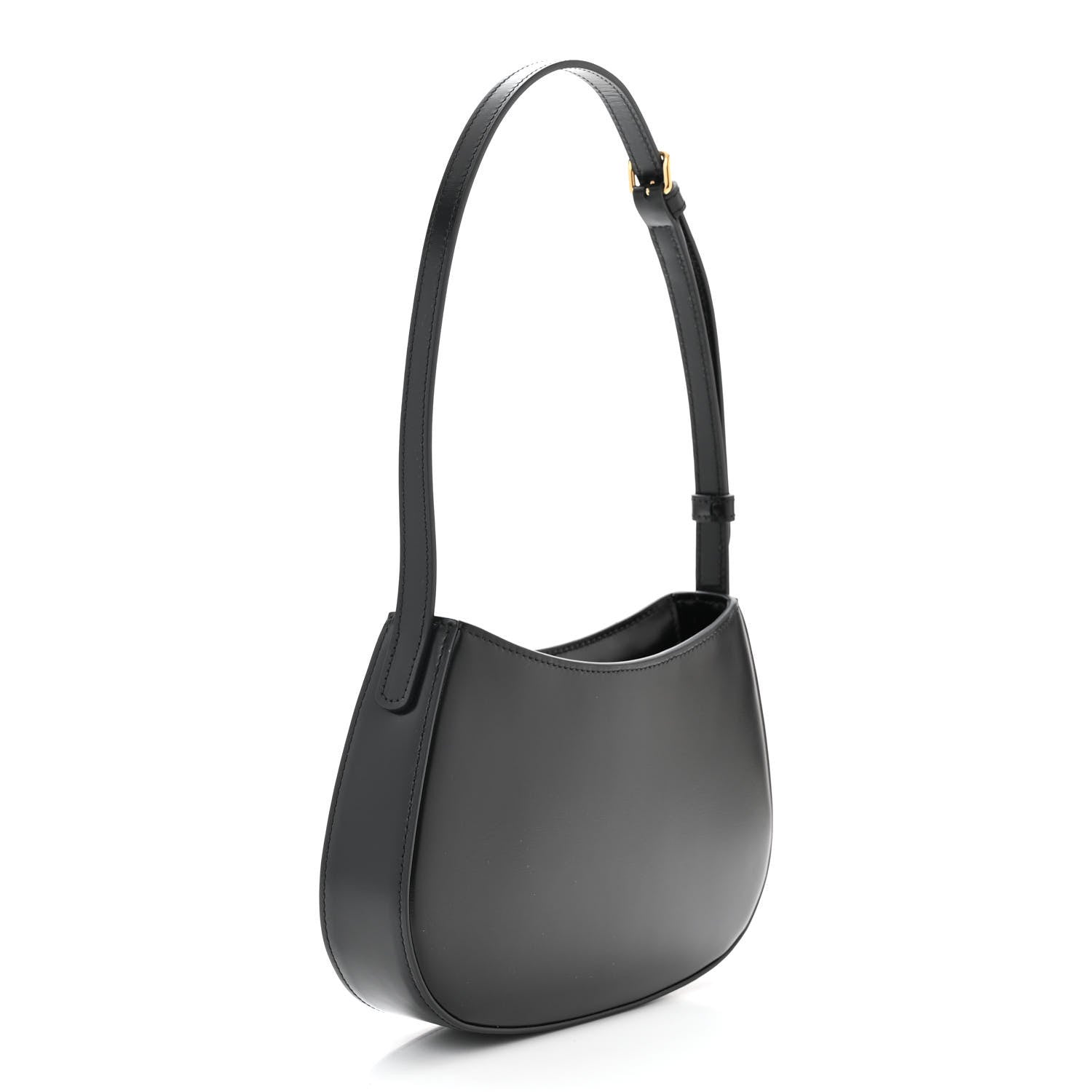 Celine Shiny Calfskin Medium Tilly Triomphe Shoulder Bag Black 3 of 9