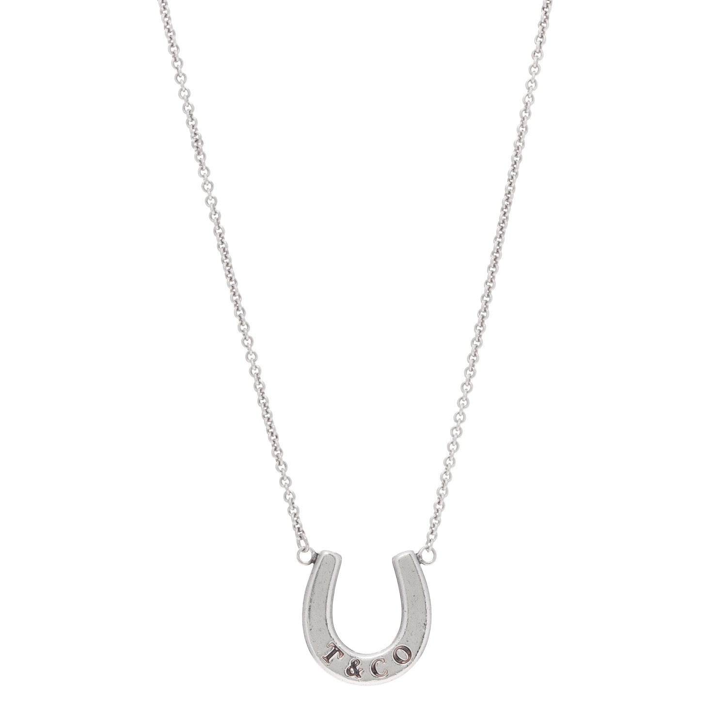 Tiffany Sterling Silver Horseshoe Pendant Necklace 1 of 6