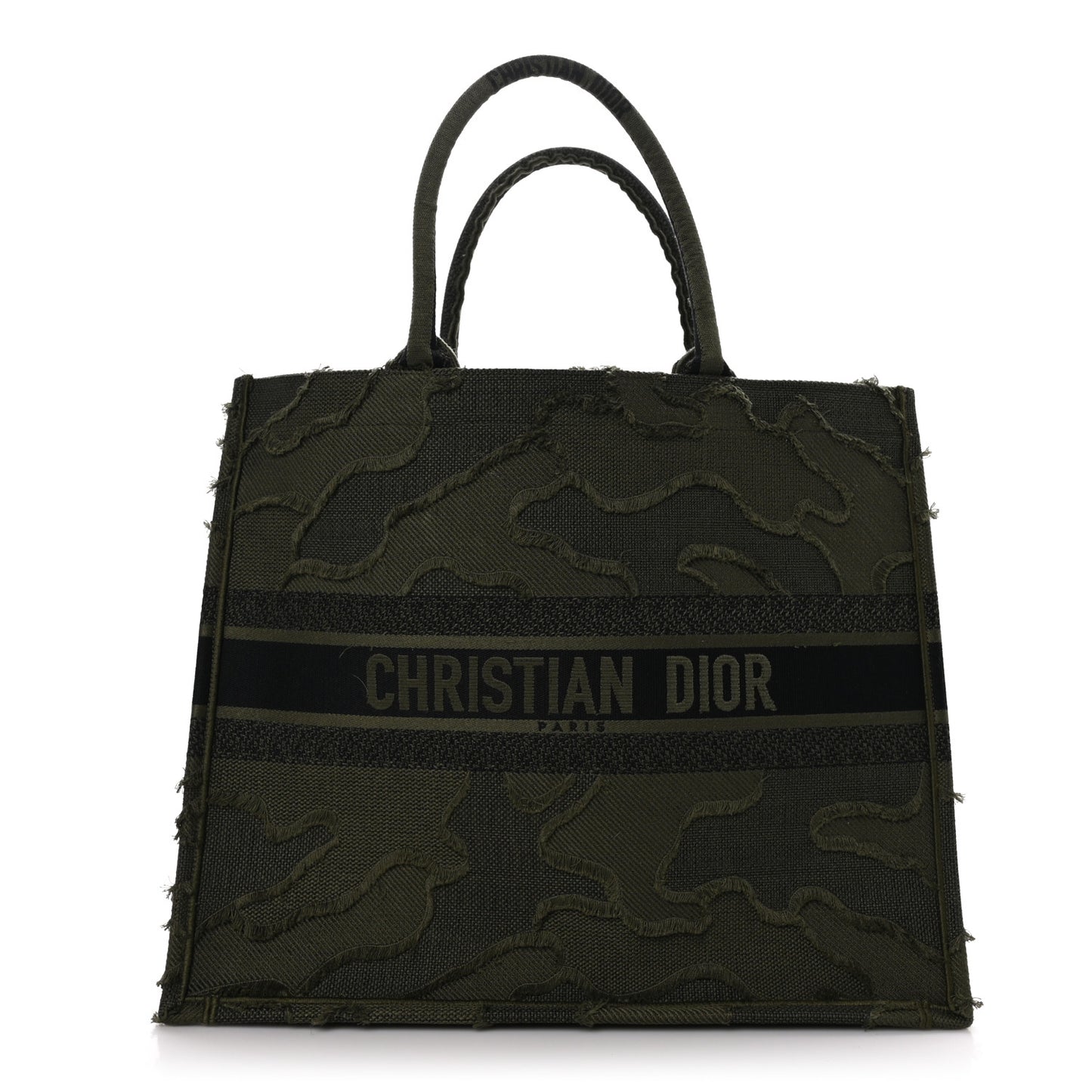 Canvas Embroidered Camouflage Large Book Tote Green