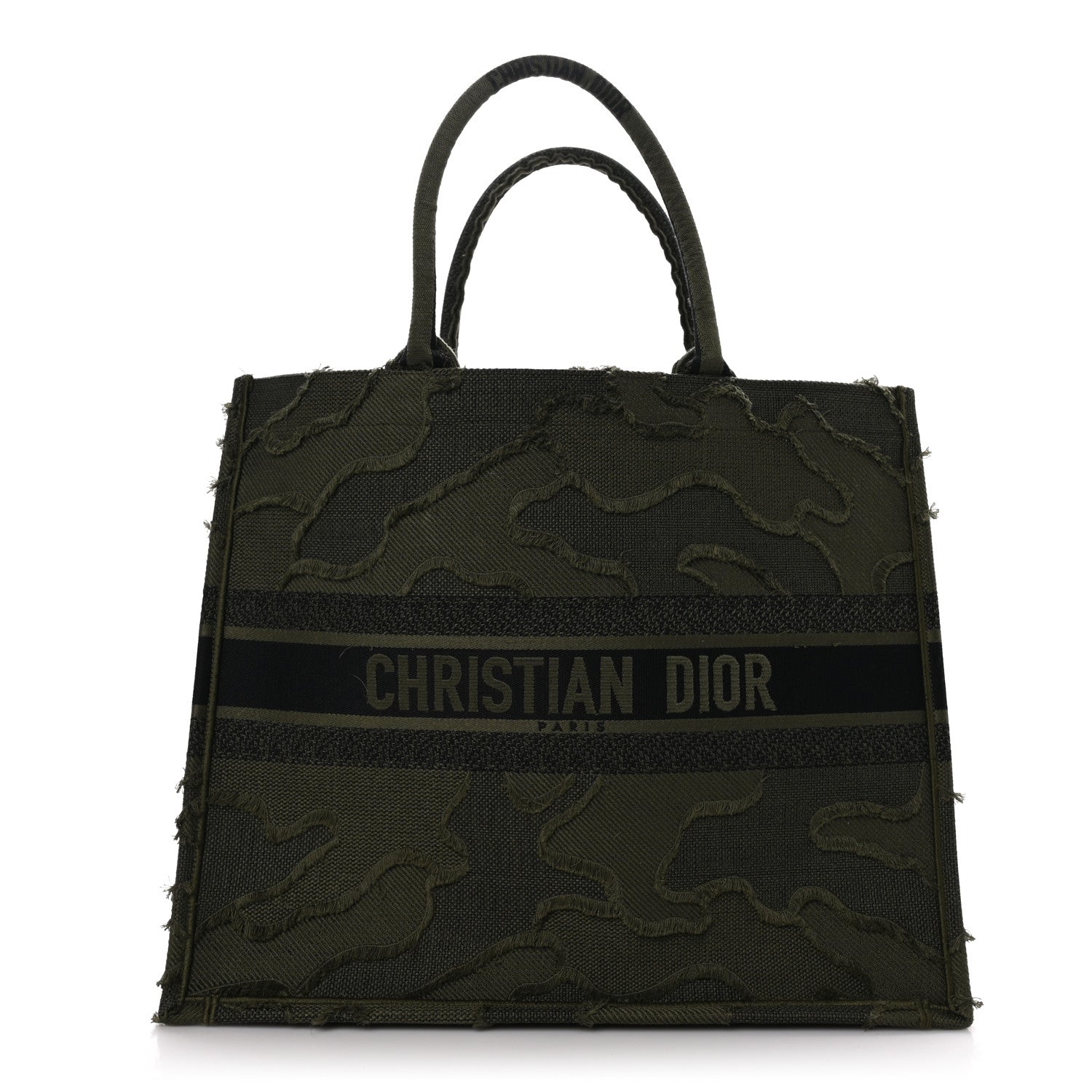 Christian Dior Canvas Embroidered Camouflage Large Book Tote Green 1 of 9