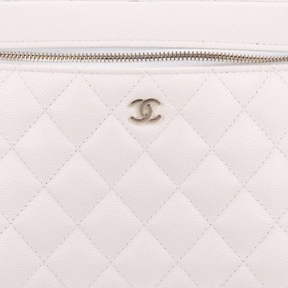 Chanel Caviar Quilted Large Vanity Pouch White 9 of 10
