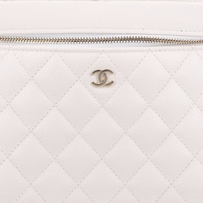 Chanel Caviar Quilted Large Vanity Pouch White 9 of 10