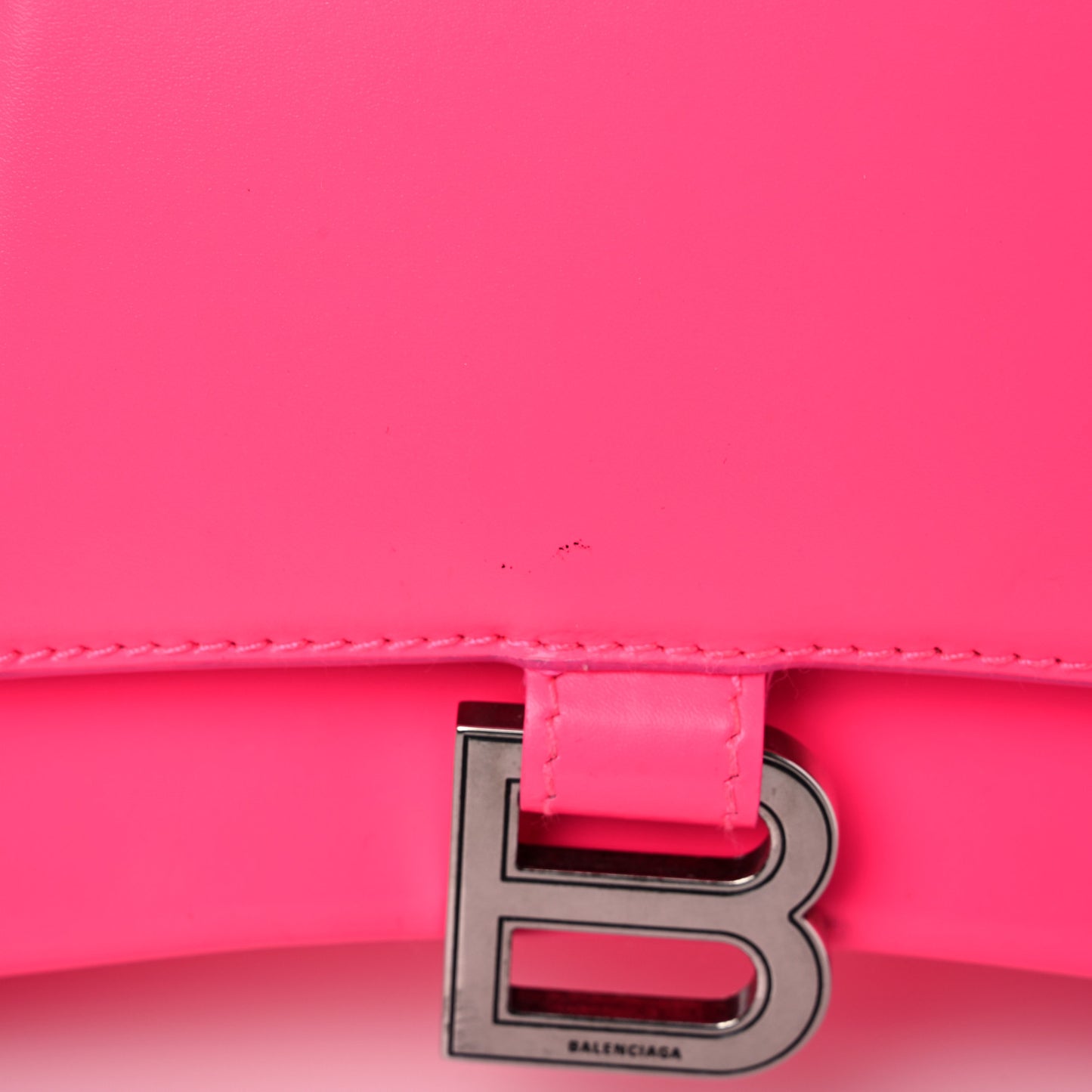 Shiny Box Calfskin Small Hourglass Top Handle Bag Hot Pink