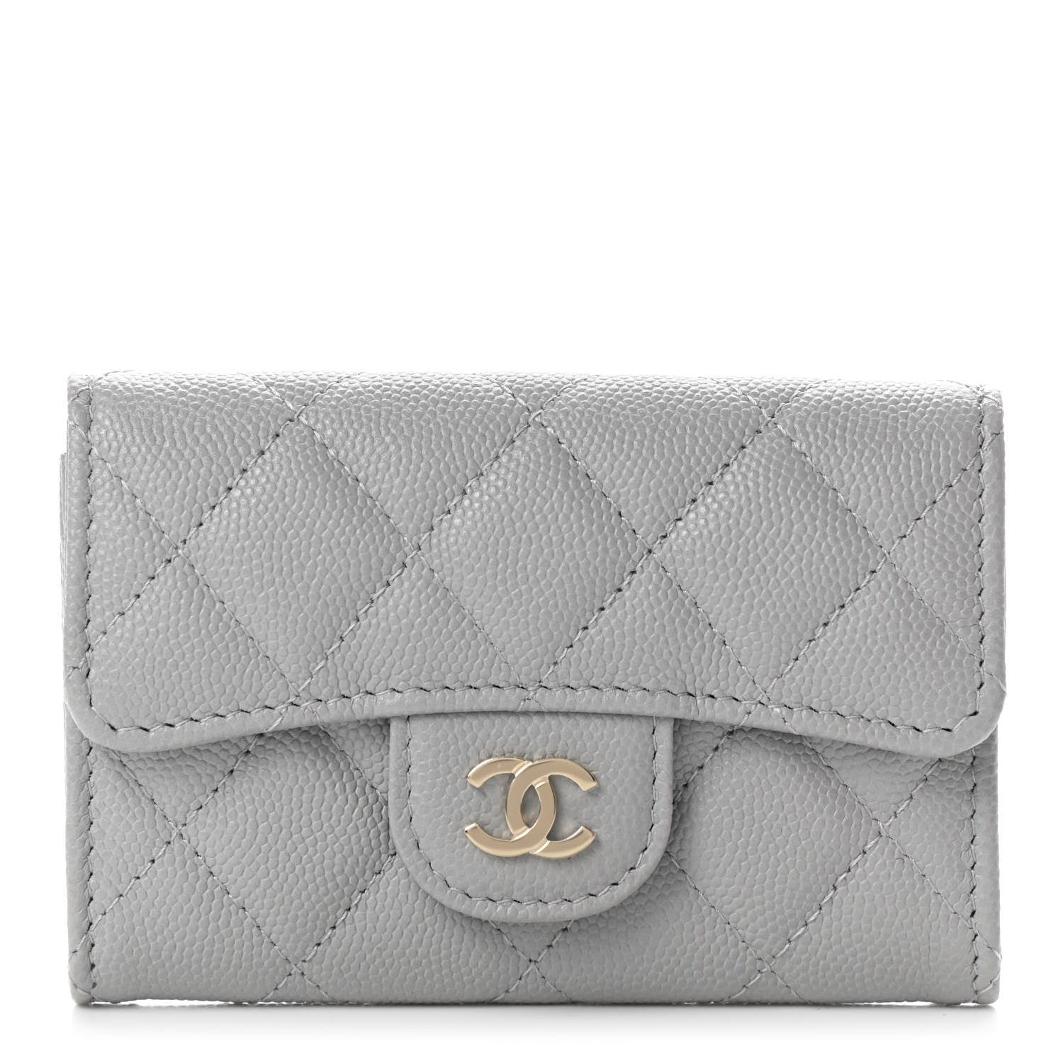 Chanel Caviar Quilted Flap Card Holder Wallet Grey 1 of 8