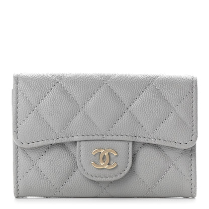 Chanel Caviar Quilted Flap Card Holder Wallet Grey 1 of 8