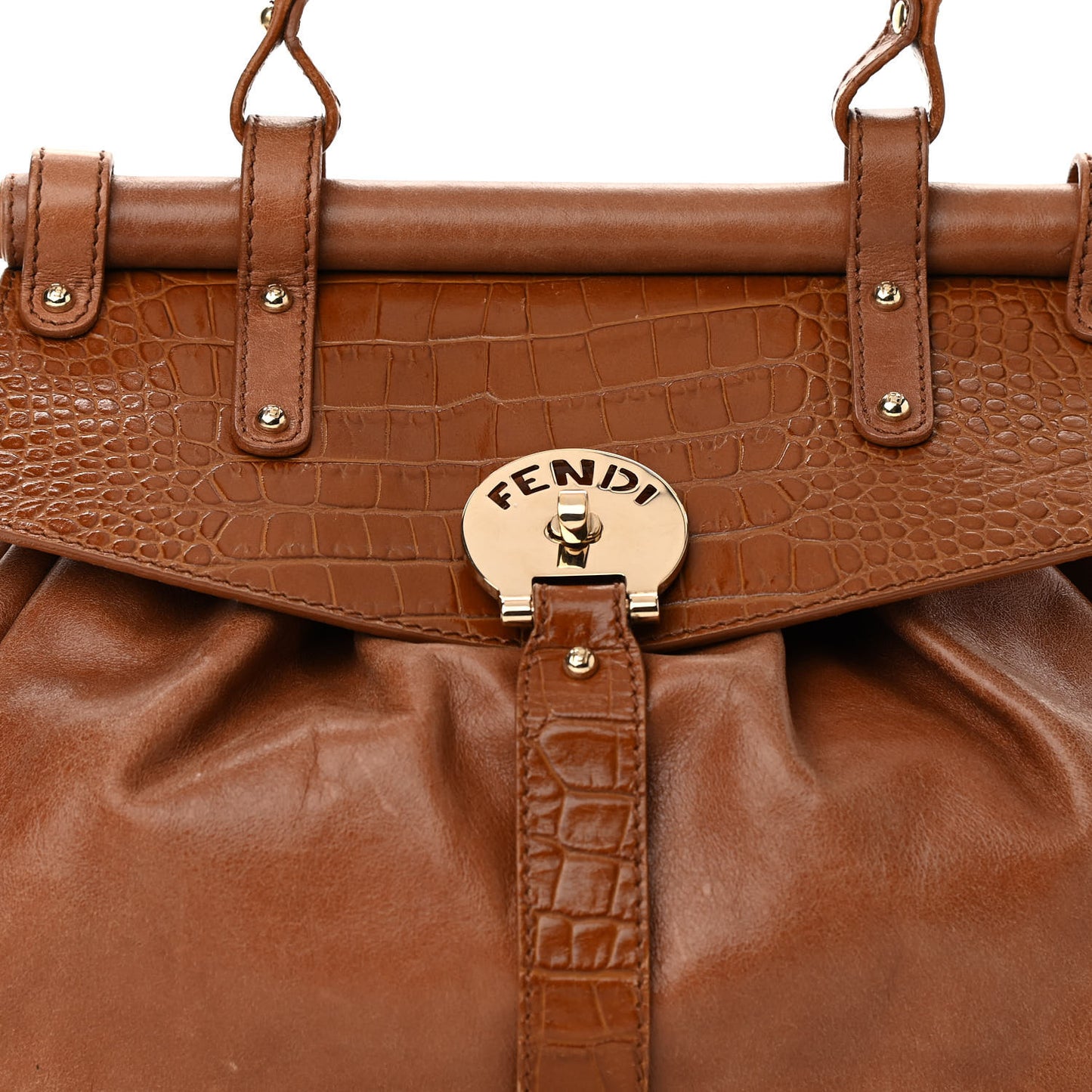 Lambskin Crocodile Embossed Medium Magic Bag Honey
