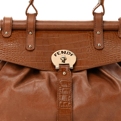 Fendi Lambskin Crocodile Embossed Medium Magic Bag Honey 9 of 18
