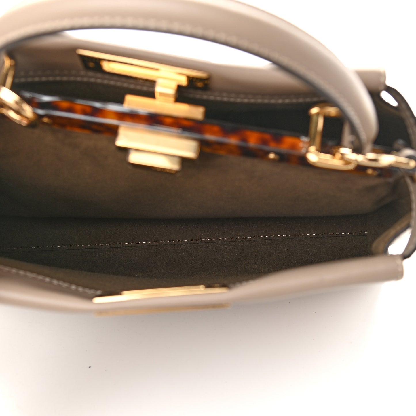 Vitello Seta Plexiglass Tortoise Medium Peekaboo Iconic Satchel Tortora
