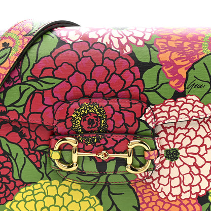 Gucci X KEN SCOTT New Shangai Calfskin Pomponica Print Horsebit 1955 Shoulder Bag Multicolor Fuxia Pompon 8 of 10
