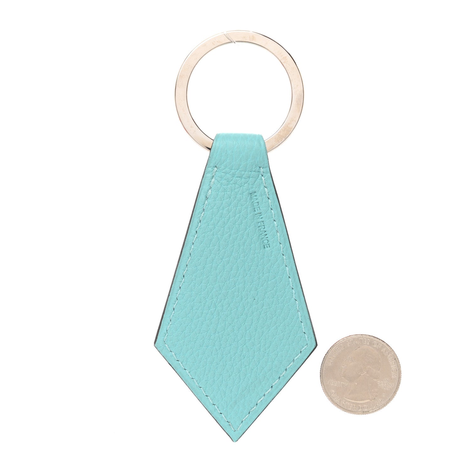 Hermes Togo Tab Key Ring Bleu Atoll 2 of 6