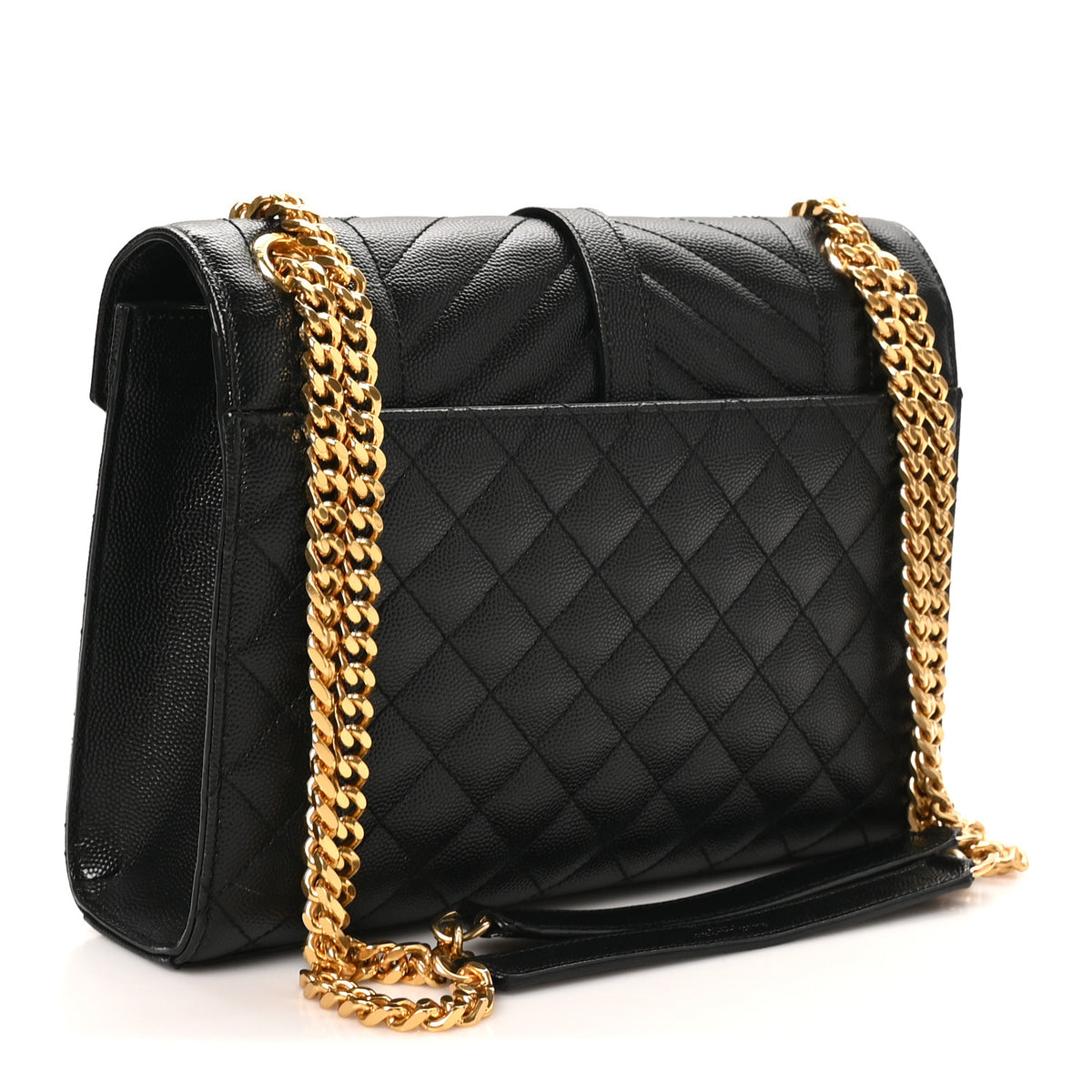 Saint Laurent Grain De Poudre Textured Mixed Matelasse Triquilt Medium Monogram Satchel Black 3 of 9